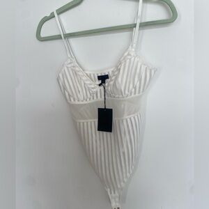 NWT Revolve NBD white Striped Bodysuit Sz S